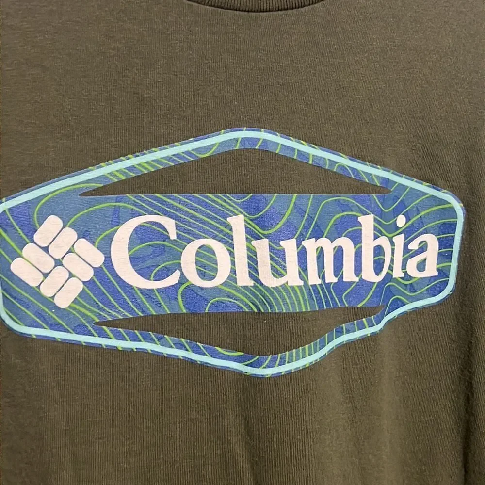 🔥🔥 COLUMBIA Army Green Long‎ Sleeve Tee - EXCELLENT Used Condition - Men Sz XL